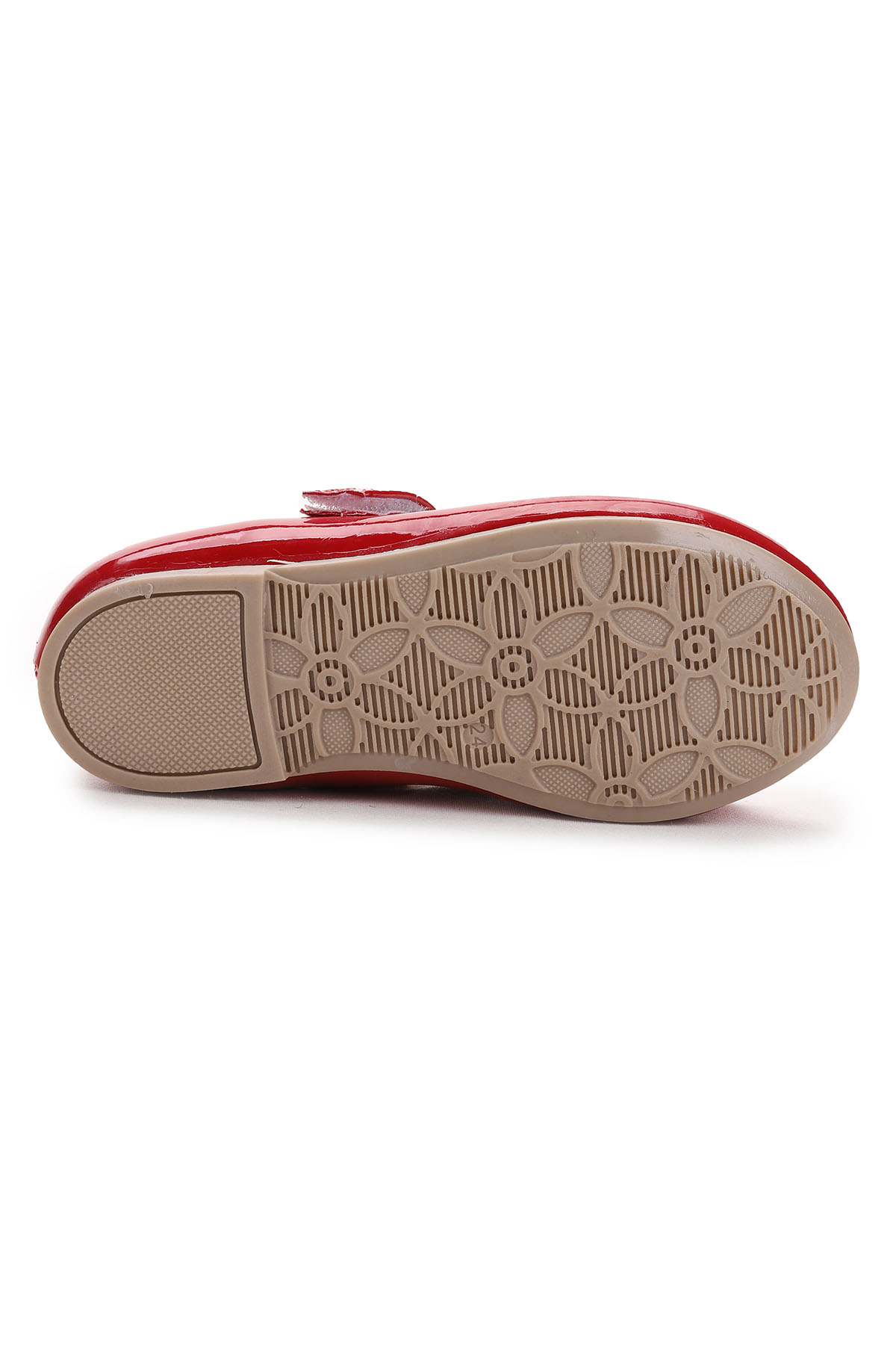 Taşlı Cırtlı Kız Çocuk Fiyonklu Babet Ayakkabı Ege 204 Rugan Kırmızı - Görsel 7