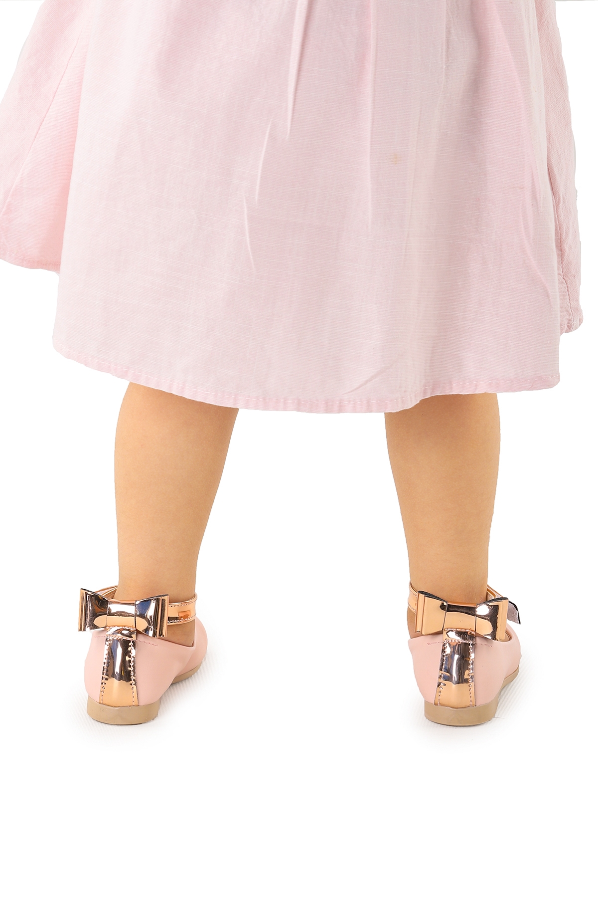 Cırtlı Kız Çocuk Fiyonklu Babet Ayakkabı Ege 205 Cilt Bilekten Bağlamalı Pudra - Görsel 5