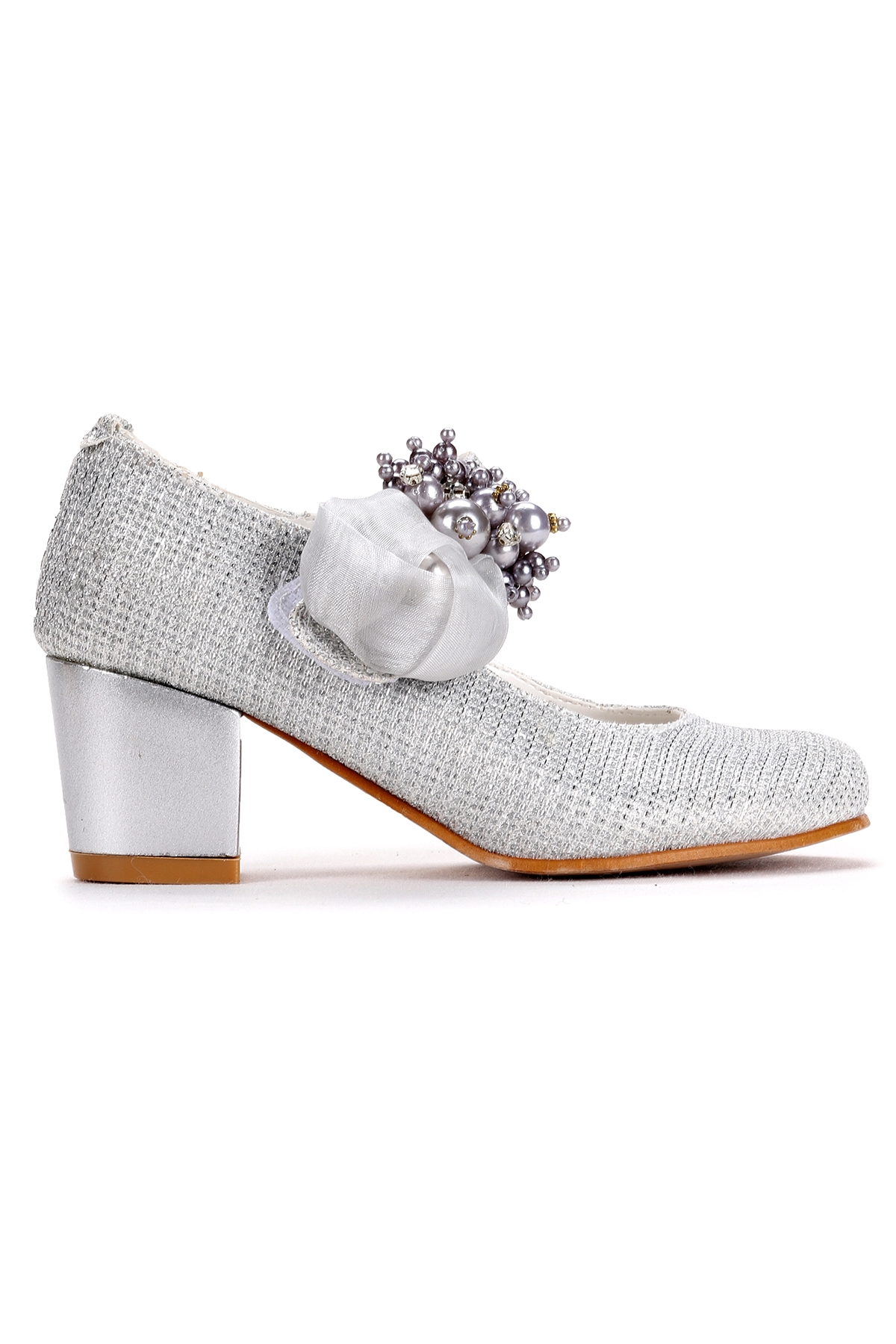 Angelina Günlük Kız Çocuk 4 Cm Topuklu Abiye Ayakkabı Gümüş - Görsel 5