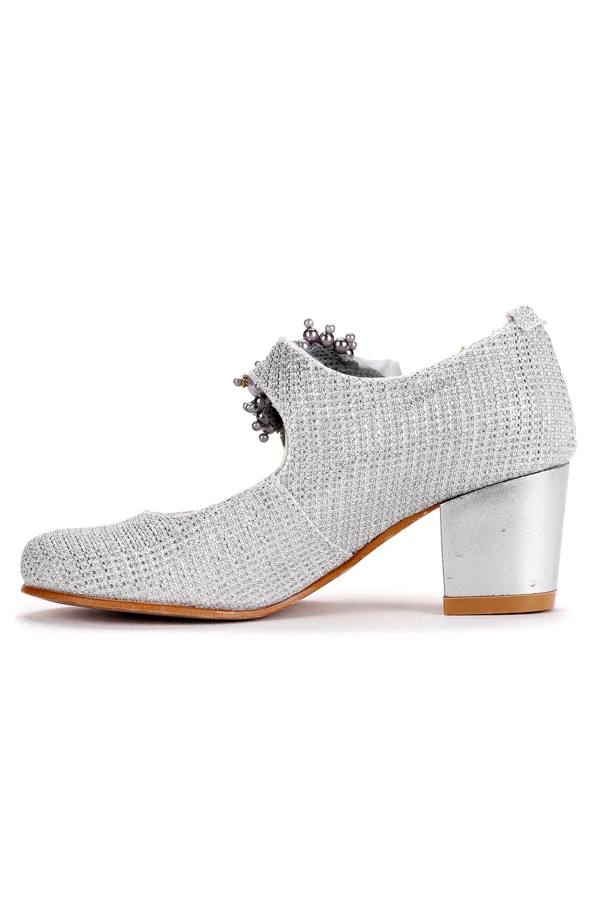 Angelina Günlük Kız Çocuk 4 Cm Topuklu Abiye Ayakkabı Gümüş - Görsel 6