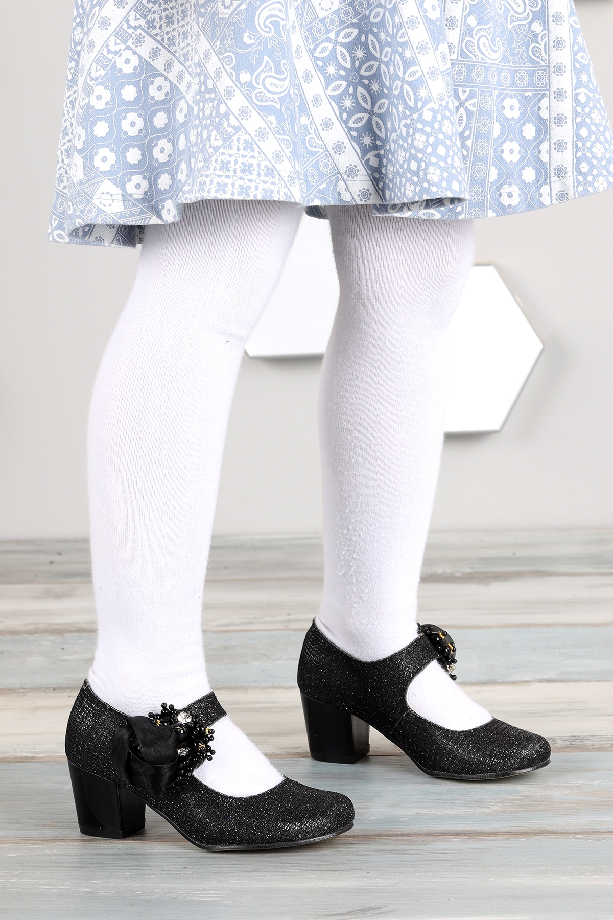 Angelina Günlük Kız Çocuk 4 Cm Topuklu Abiye Ayakkabı Siyah - Görsel 2