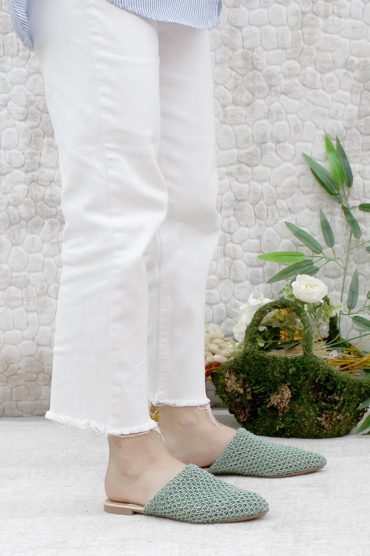 2248 Dantel Örgülü Önü Kapalı Kadın Terlik - Görsel 3
