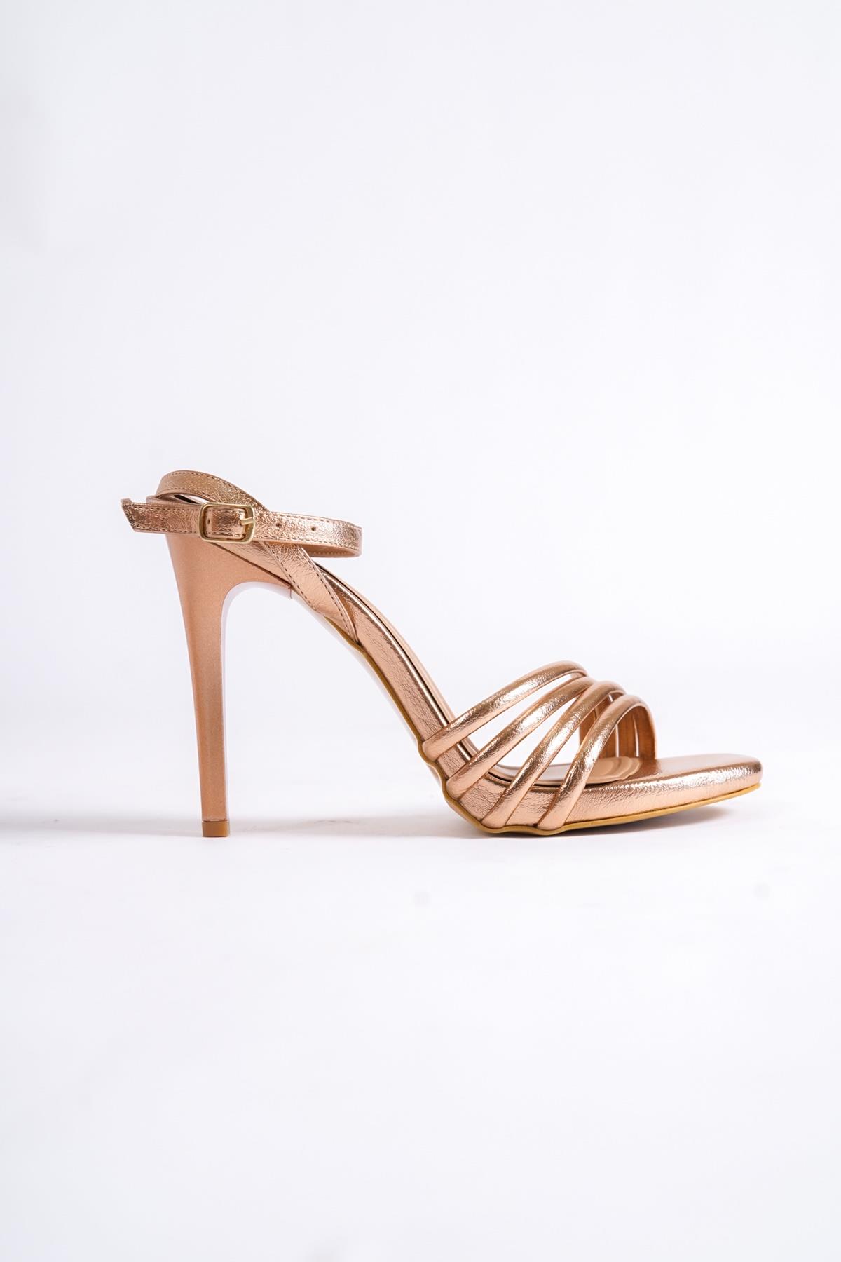 Havana Bakır Çok Bantlı Platform Topuklu Abiye Ayakkabı - Görsel 3