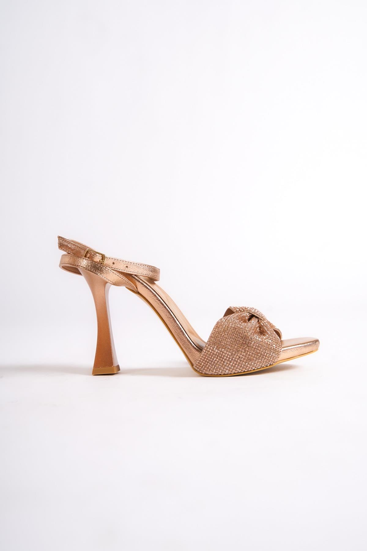 Nelson Bakır Fiyonk Taşlı Platform Topuklu Abiye Ayakkabı - Görsel 5