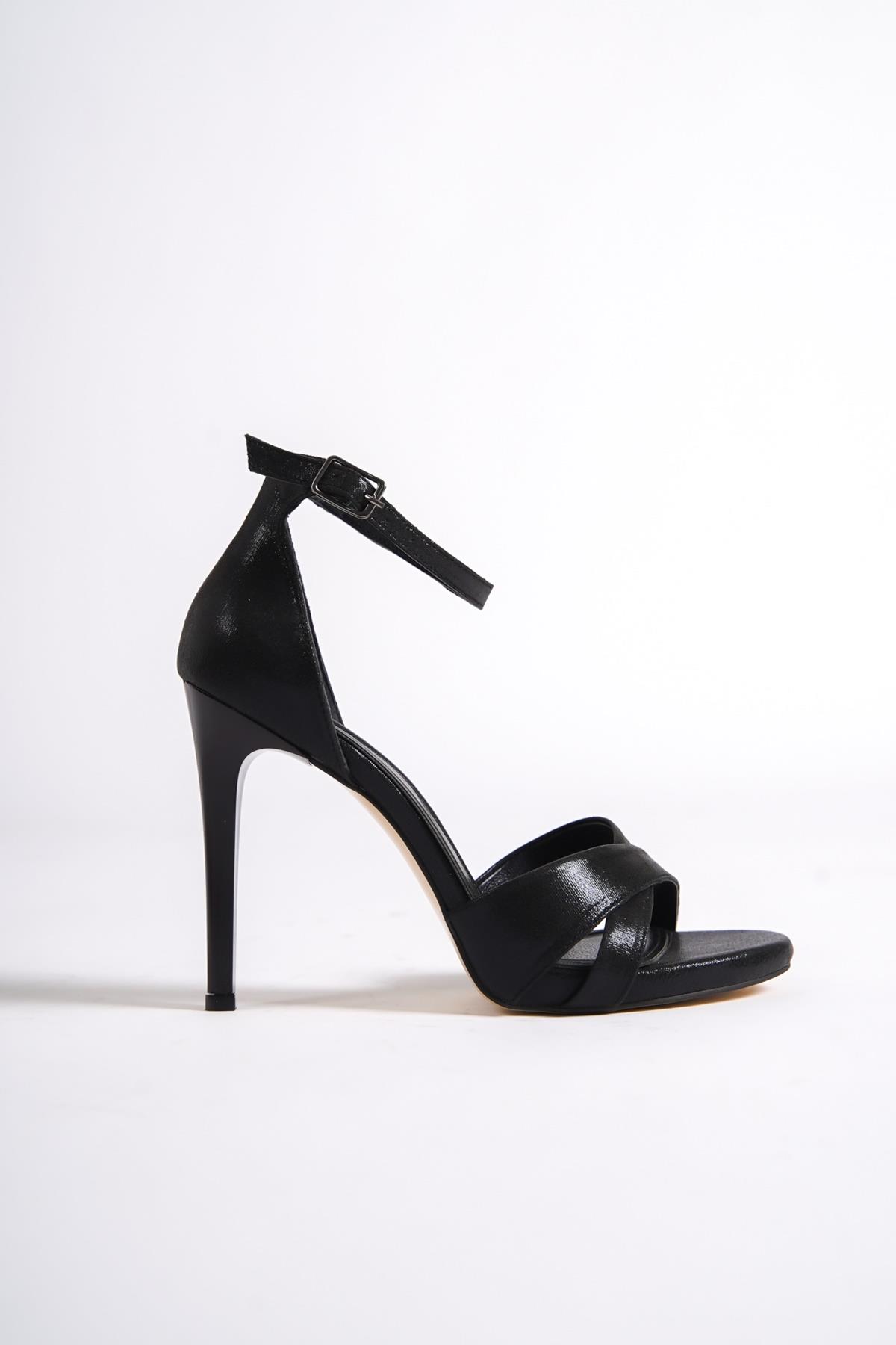 Pearl Siyah Simli Platform Topuklu Abiye Ayakkabı - Görsel 3
