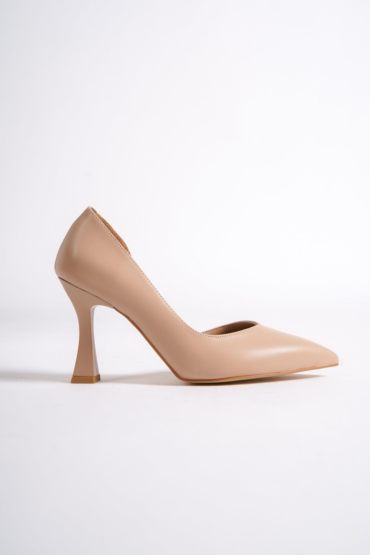 Yeva Ten Rengi Yanı Açık Kadeh Topuklu Ayakkabı - Görsel 3