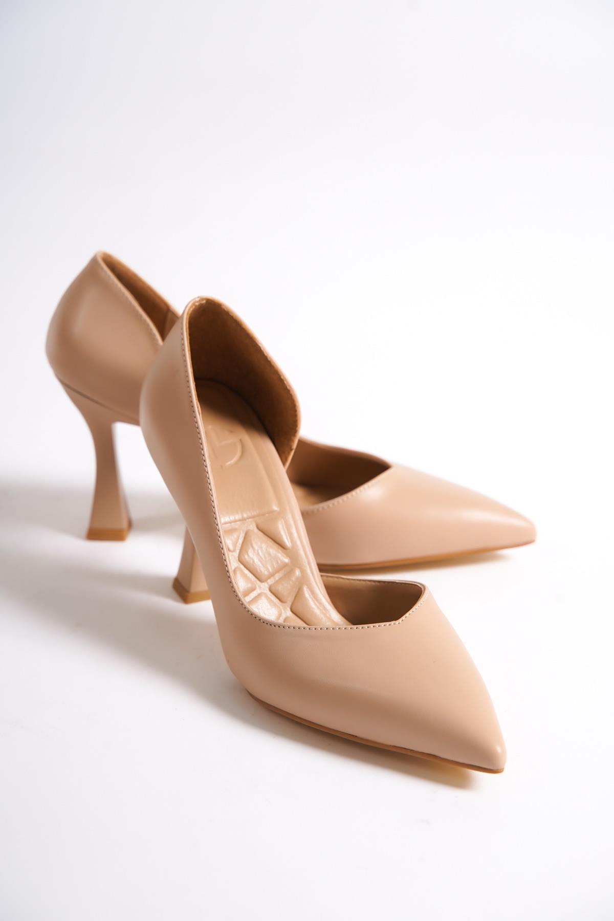 Yeva Ten Rengi Yanı Açık Kadeh Topuklu Ayakkabı - Görsel 5