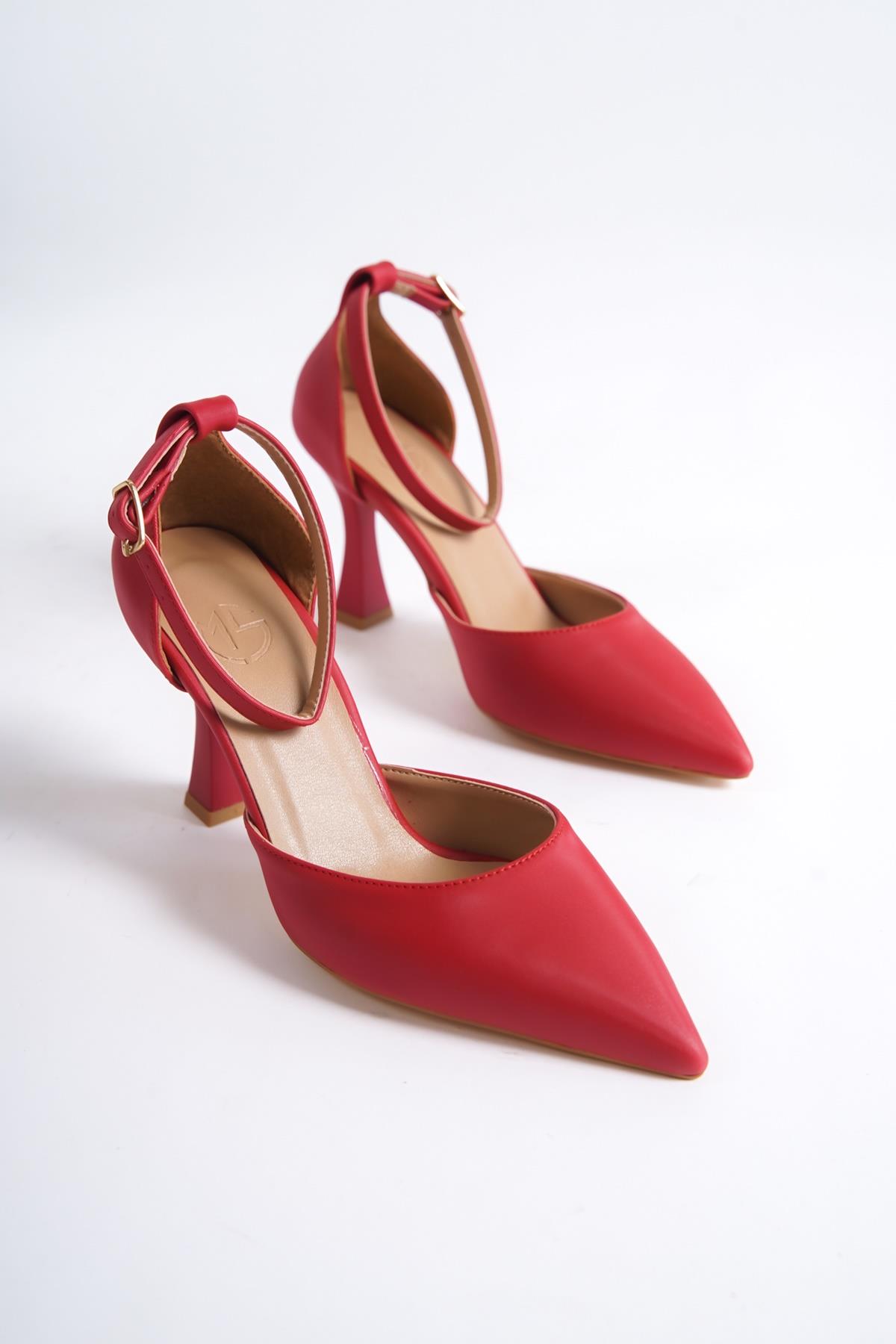 Lopez Kırmızı Saten Stiletto Kadeh Topuklu Ayakkabı - Görsel 5