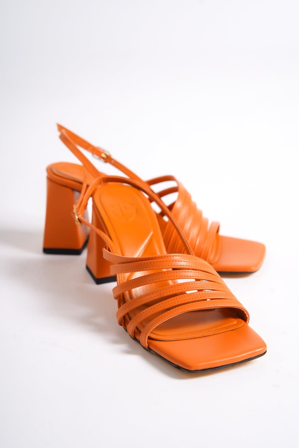 Butterfly M Turuncu Kalın Topuklu Çok Bantlı Ayakkabı - Görsel 5
