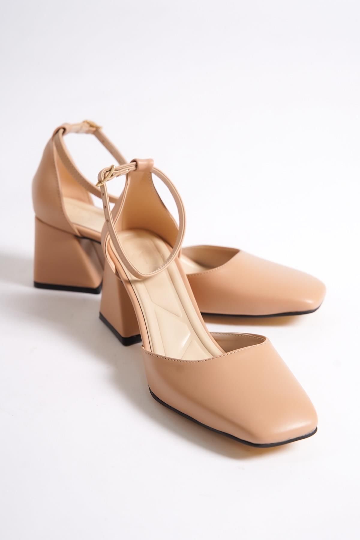 Yulia Ten Rengi Kalın Topuklu Yanı Açık Ayakkabı - Görsel 5