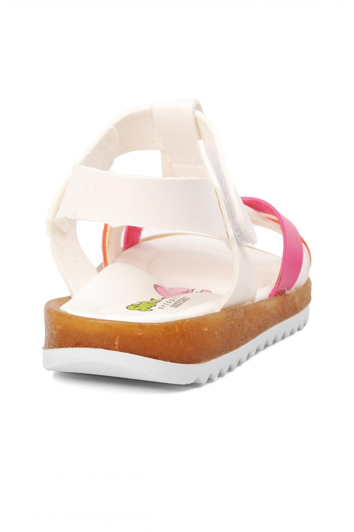 22Y07-B Beyaz-Fuşya-Pembe Kız Bebek Sandalet - Görsel 5