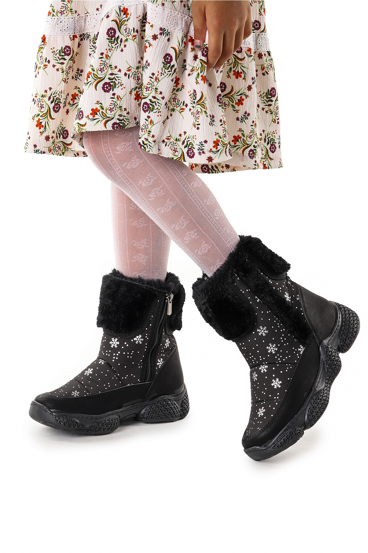 Kiko Kids Kiko Kids Lp 155-145 Kız Çocuk Kar Bot Ayakkabı Siyah Desenli | Flo Siyah - 3. görsel