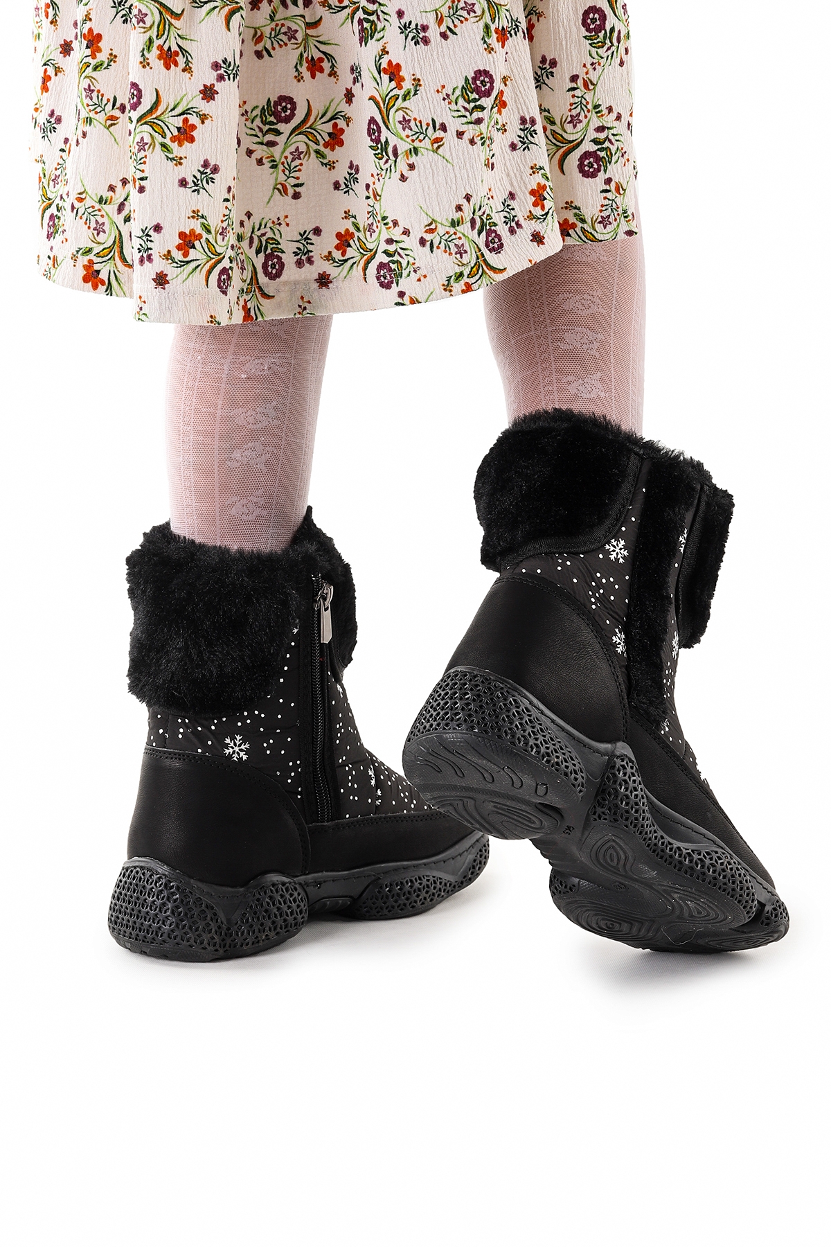 Kiko Kids Kiko Kids Lp 155-145 Kız Çocuk Kar Bot Ayakkabı Siyah Desenli | Flo Siyah - 4. görsel