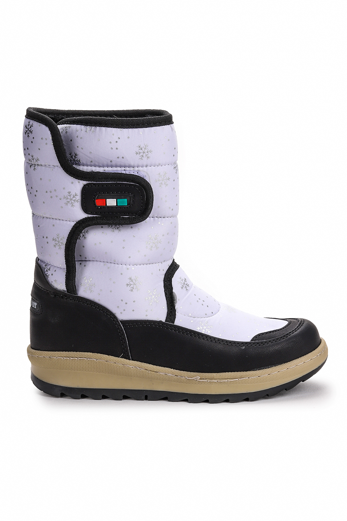 Lp 708090 Kar Desenli Cırtlı Kız Çocuk Kar Bot Ayakkabı Beyaz - Siyah - Görsel 5