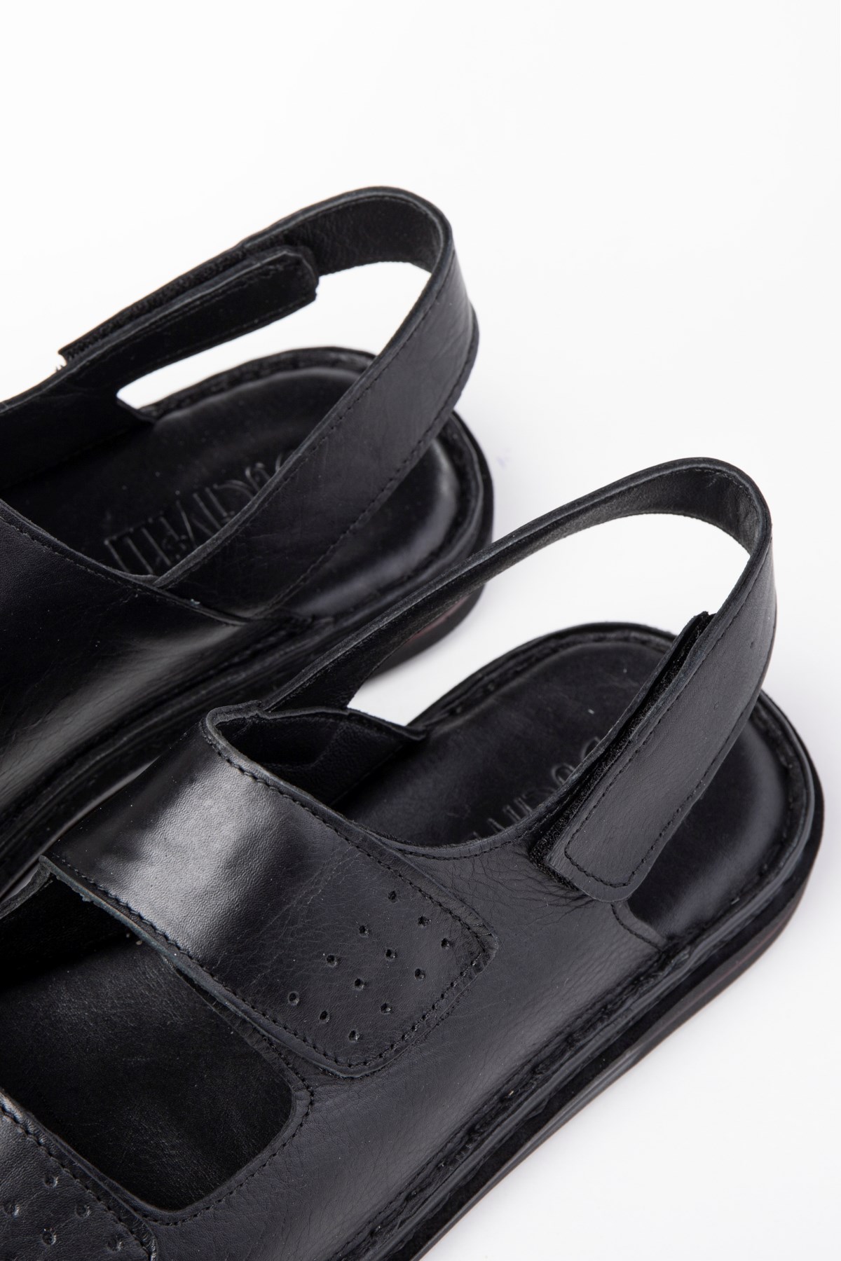 Luas Hakiki Deri Erkek Sandalet, Hakiki Deri Sandalet, Ortopedik Taban Sandalet, Kauçuk Ta - Görsel 5