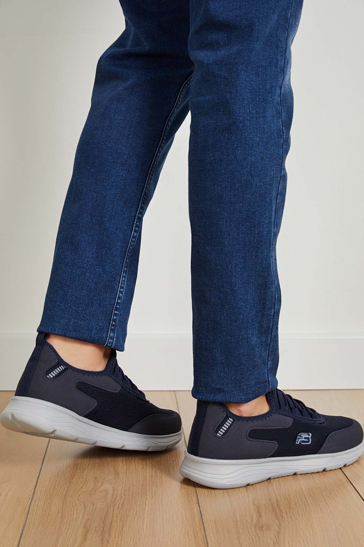 Unisex Konforlu Yürüyüş Spor Sneaker Ayakkabı Lacivert Buz - Görsel 4