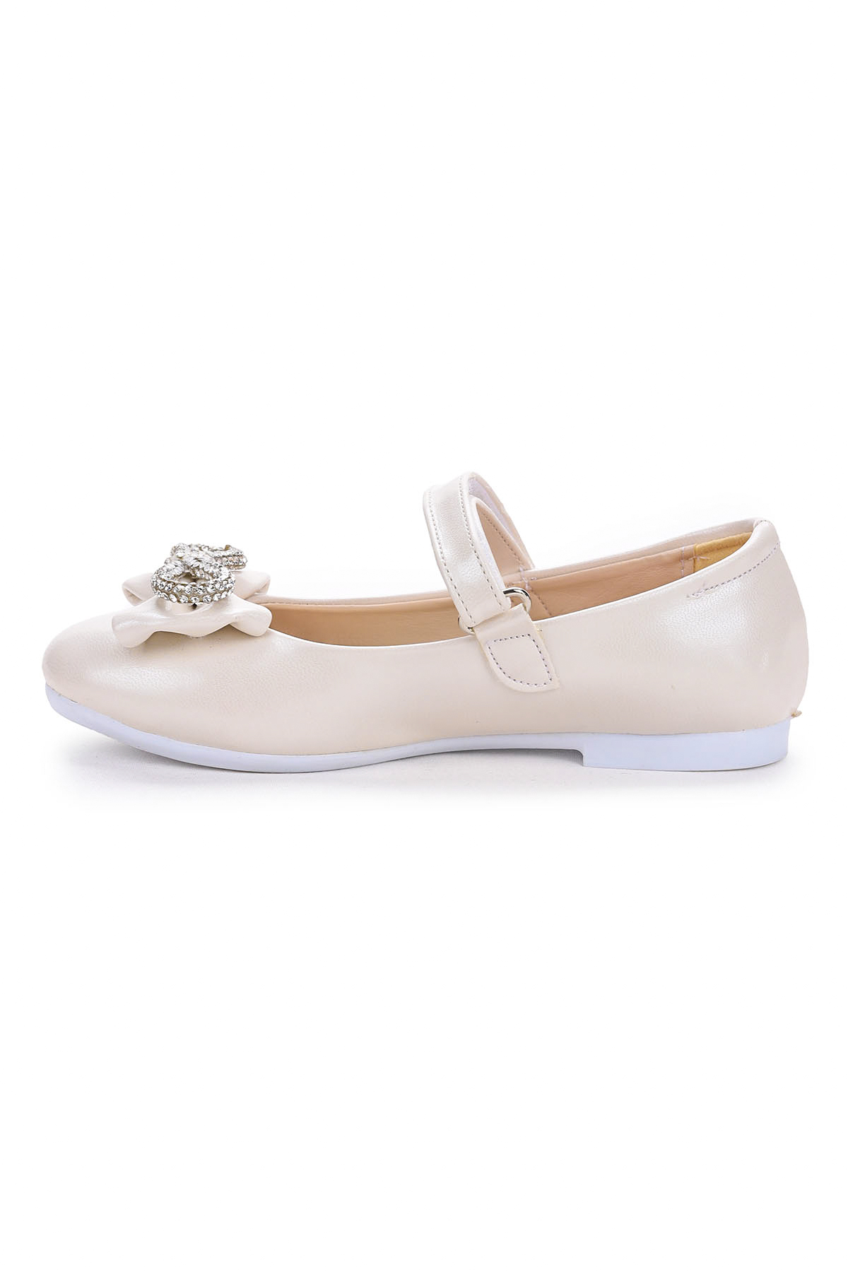 Bowtie Papyon Taşlı Cırtlı Kız Çocuk Babet Ayakkabı Sedef - Görsel 7