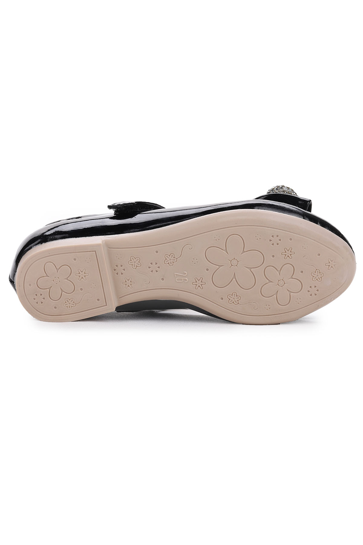 Bowtie Papyon Taşlı Cırtlı Kız Çocuk Babet Ayakkabı Siyah - Görsel 7