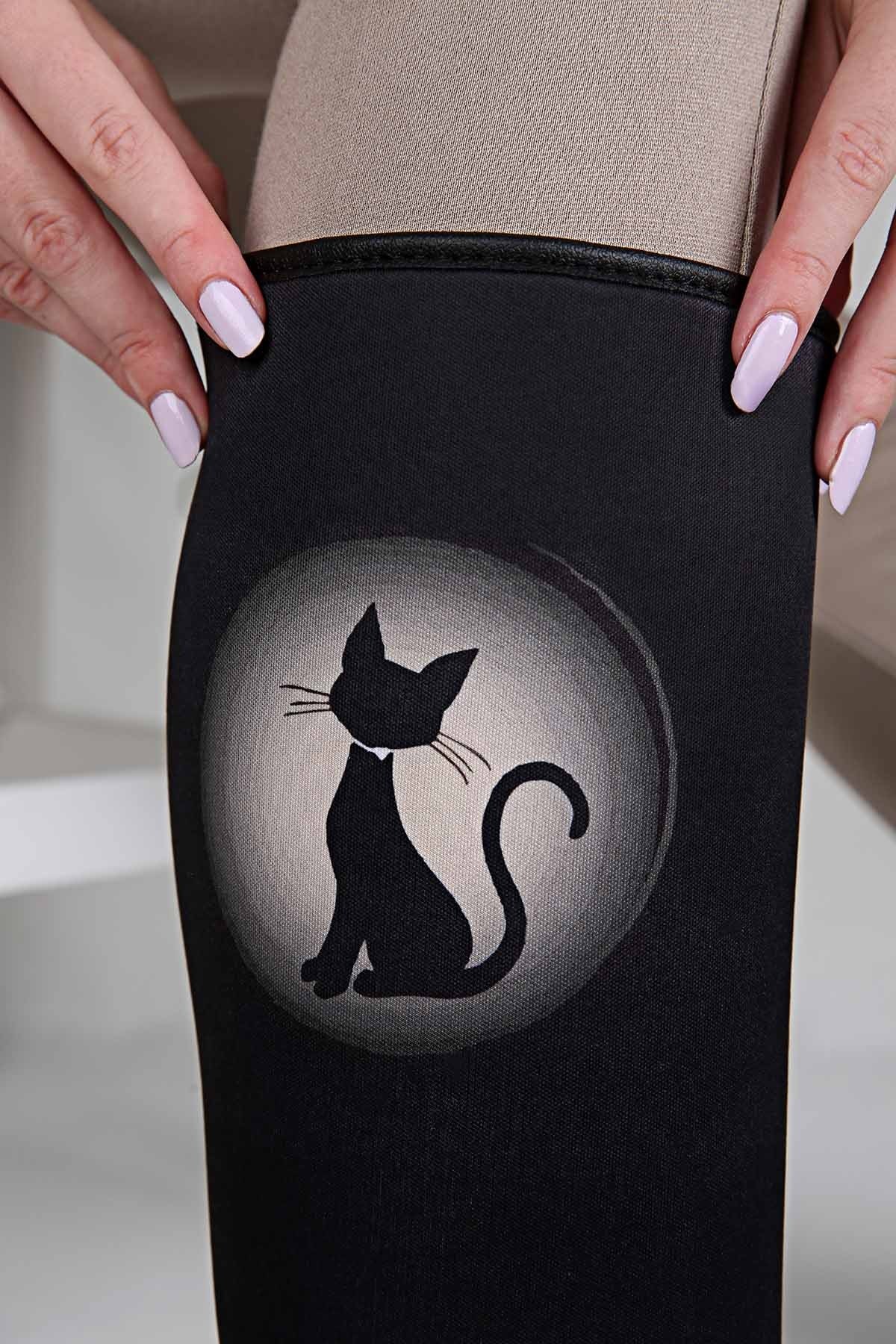 Kadın Siyah Kedili Yağmur Çizmesi SİYAH - Görsel 3