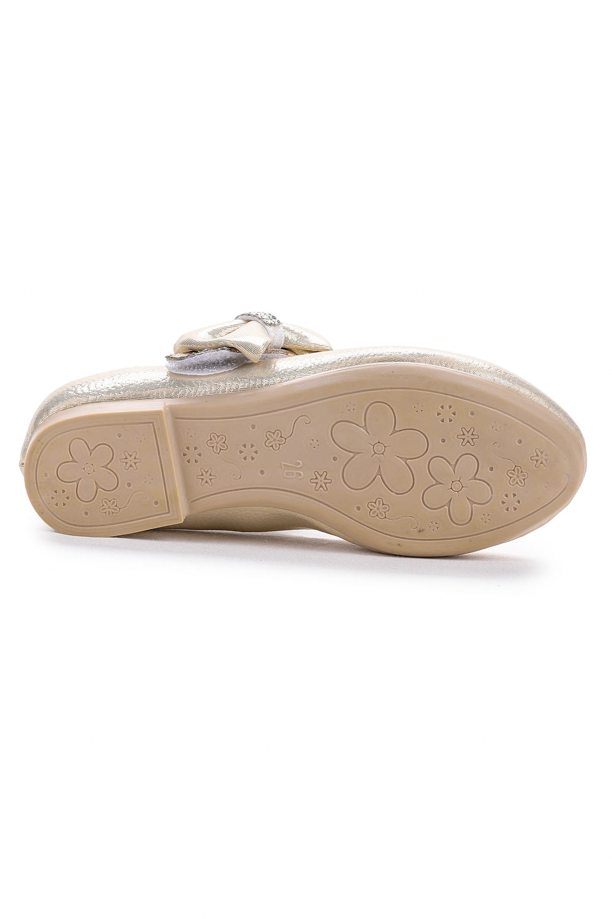 Cerry Cırtlı Kız Çocuk Taşlı Babet Ayakkabı Altın - Görsel 8