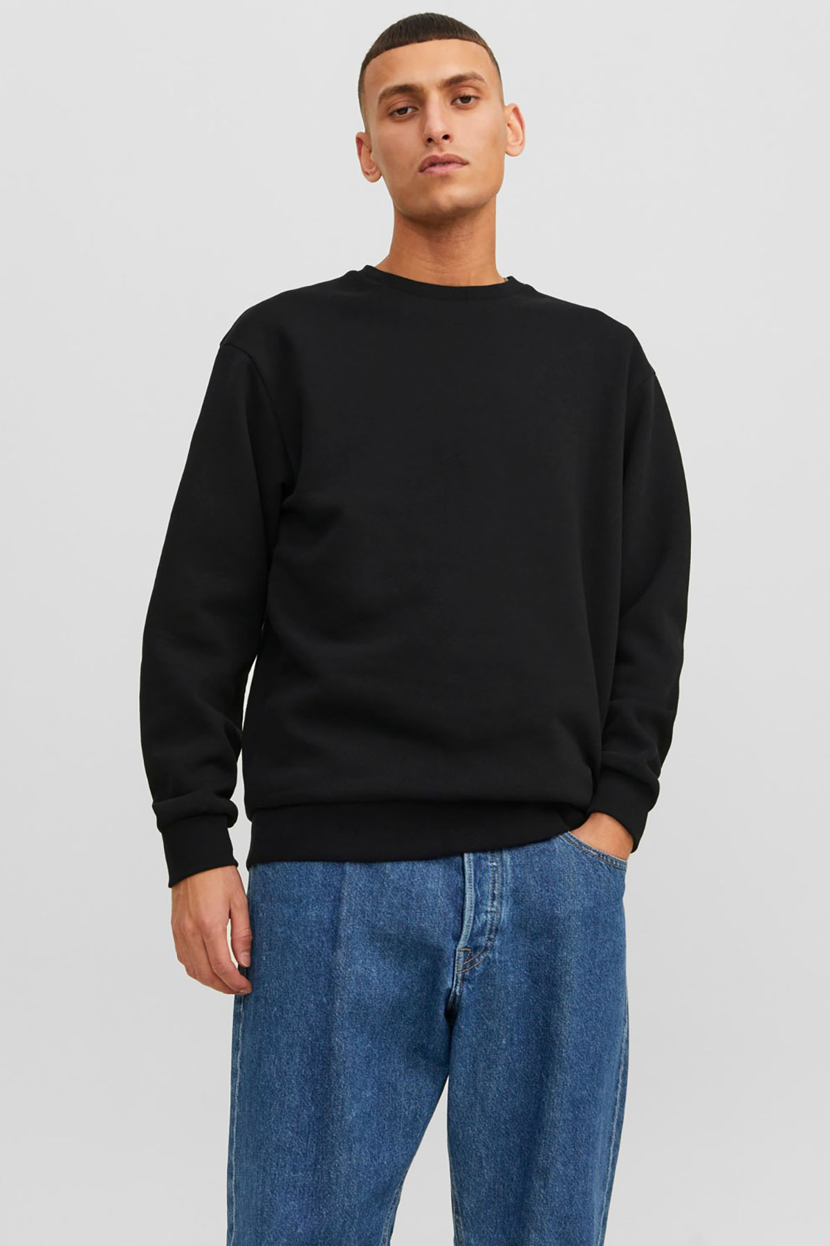 Erkek Jjebradley Bisiklet Yaka Sweatshirt 12249341 Siyah