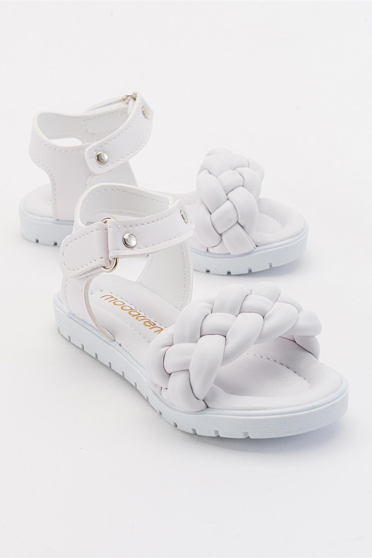 Cırtlı Örgülü ÇocukSandalet 24-29 BEYAZ - Görsel 2