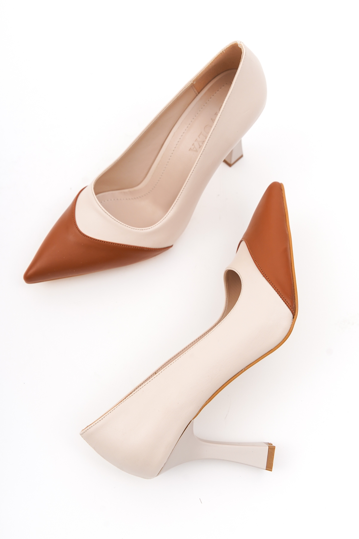 Joy Bej Taba Sivri Burun Topuklu (8cm) Günlük Ayakkabı - Görsel 5