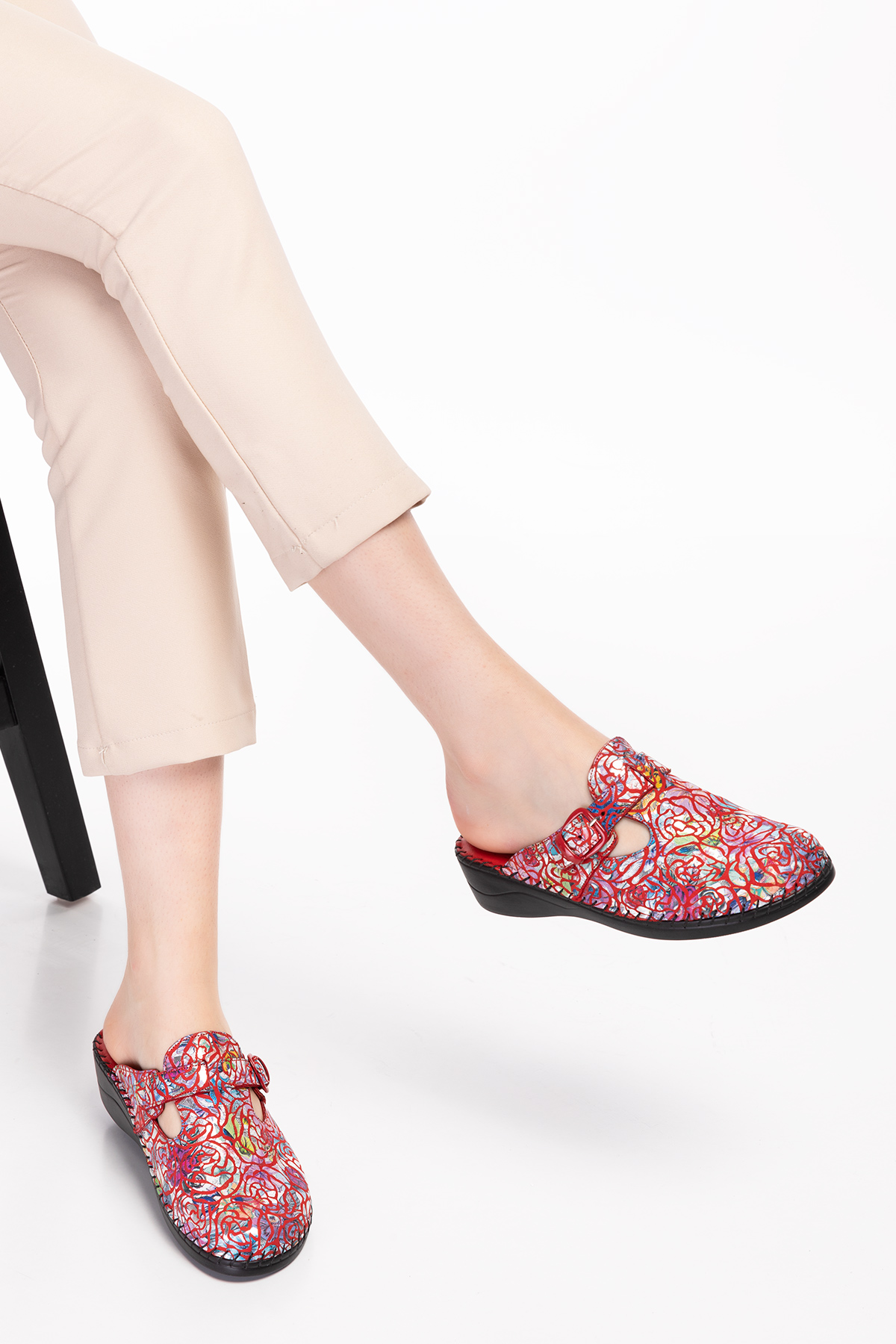 Gondol Kadın Hakiki Deri Ortopedik Sabo Terlik yprk.707 - Görsel 5