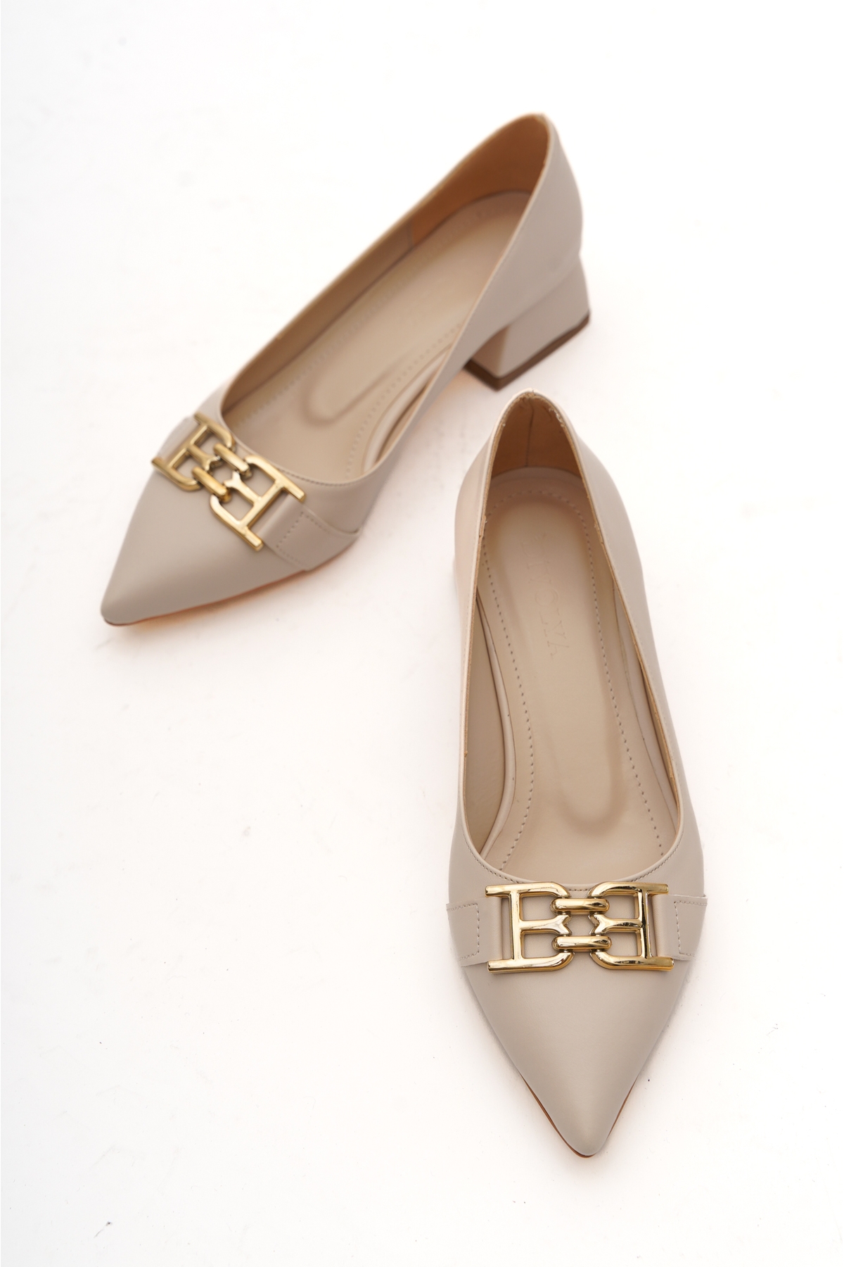 Brabus Bej Tokalı (4cm) Sivri Burun Topuklu Ayakkabı - Görsel 6