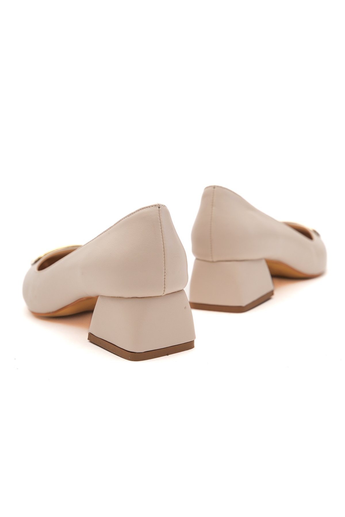 Scenic Bej Tokalı (4cm) Sivri Burun Topuklu Ayakkabı - Görsel 5