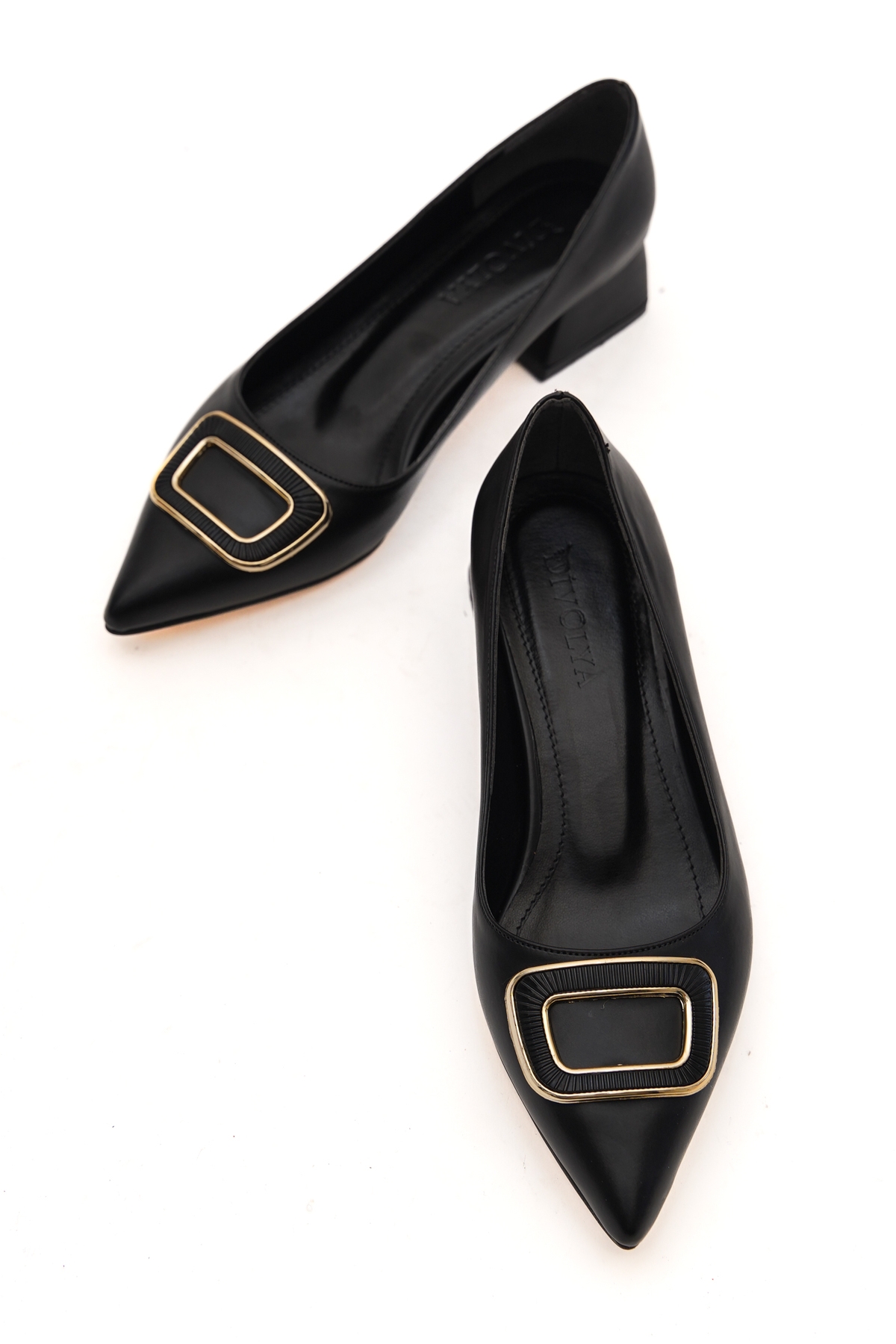 Scenic Siyah Tokalı (4cm) Sivri Burun Topuklu Ayakkabı - Görsel 6