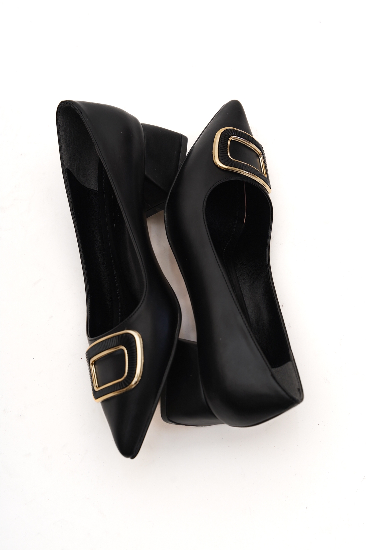 Scenic Siyah Tokalı (4cm) Sivri Burun Topuklu Ayakkabı - Görsel 3