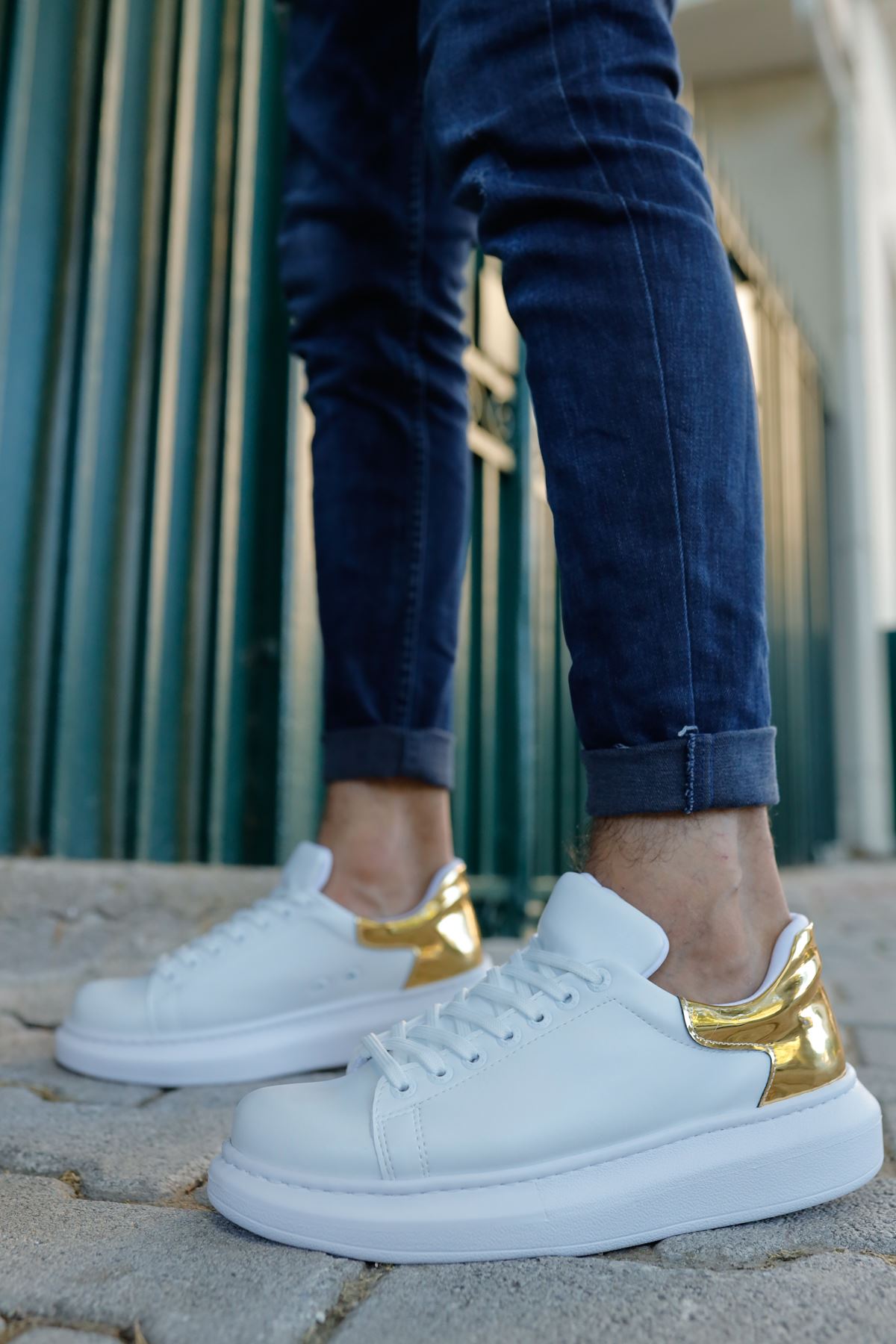 CH259 ABT Specchio Erkek Ayakkabı BEYAZ/ALTIN - Görsel 6