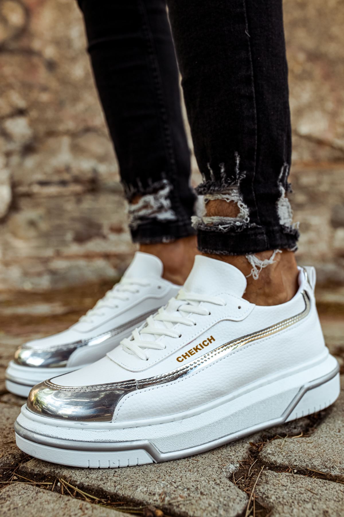 CH041 CBT Renaissance Erkek Ayakkabı BEYAZ/GUMUS - Görsel 5