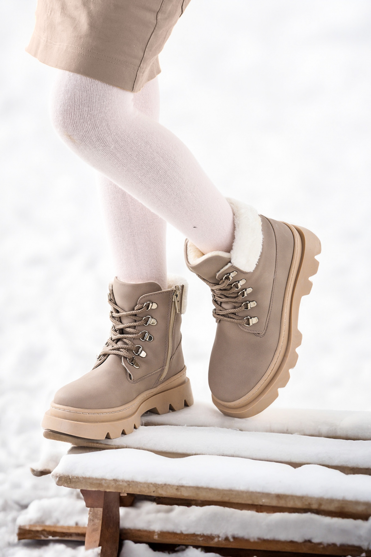 500 Günlük Fermuarlı Kız Çocuk Bot Ayakkabı Koyu Gri - Görsel 3