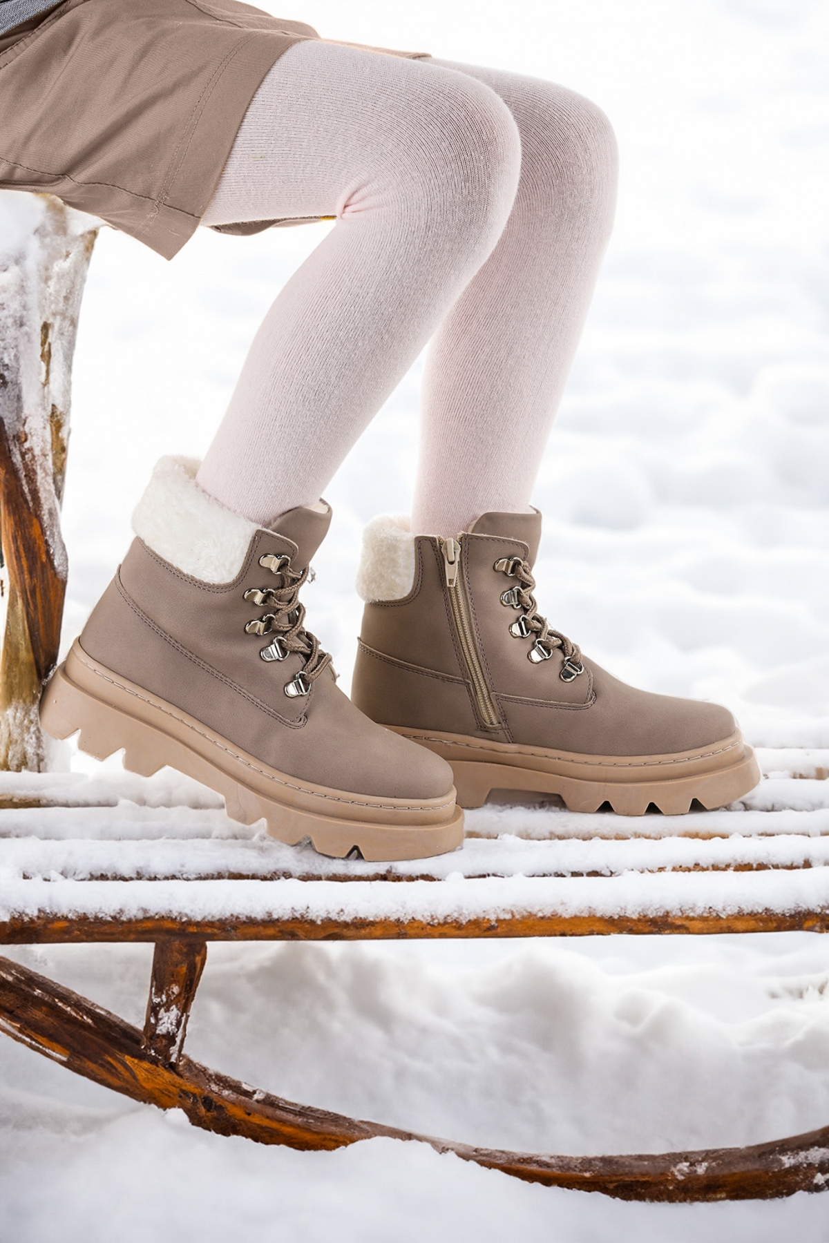 500 Günlük Fermuarlı Kız Çocuk Bot Ayakkabı Koyu Gri - Görsel 4