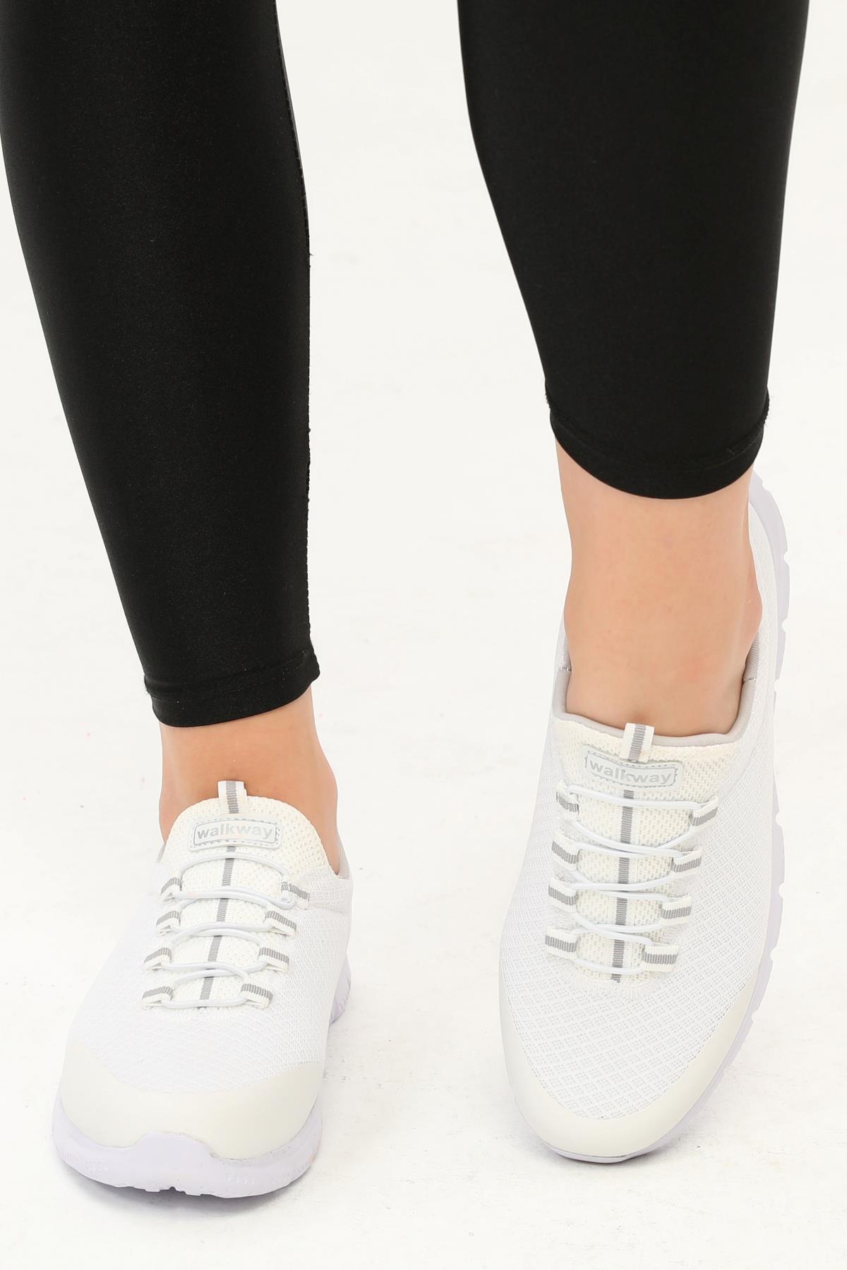 Flexible Beyaz-Gümüş Kadın Spor Ayakkabı - Görsel 10