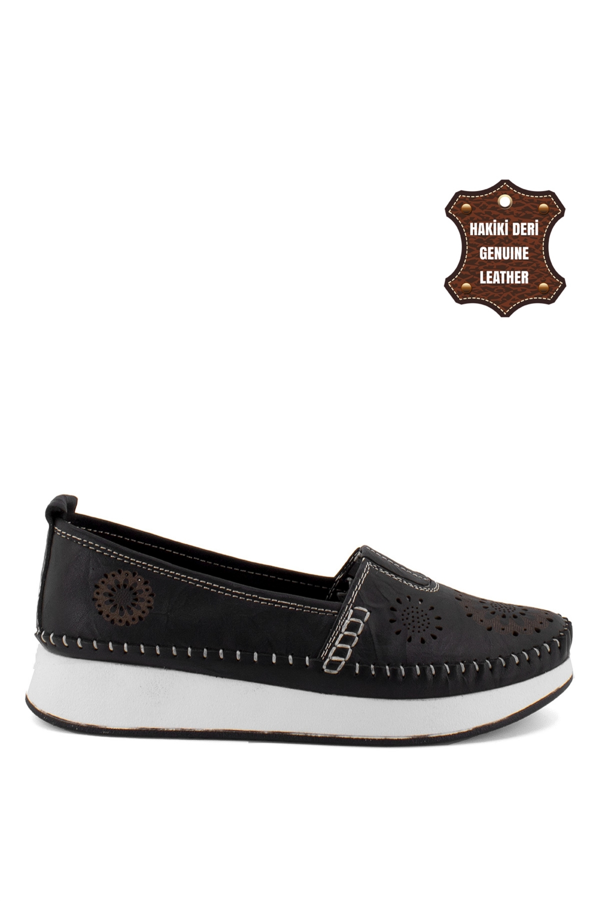 Elit Mn85L21C Kadın Hakiki Deri Espadril Siyah - Görsel 5