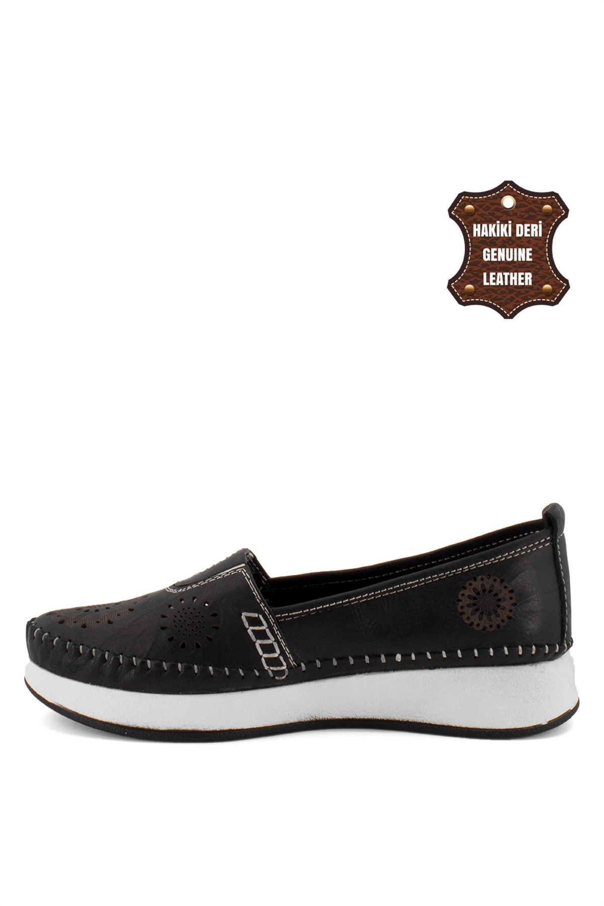 Elit Mn85L21C Kadın Hakiki Deri Espadril Siyah - Görsel 7