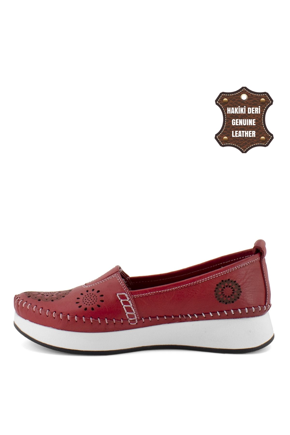 Elit Mn85L21C Kadın Hakiki Deri Espadril Kırmızı - Görsel 7