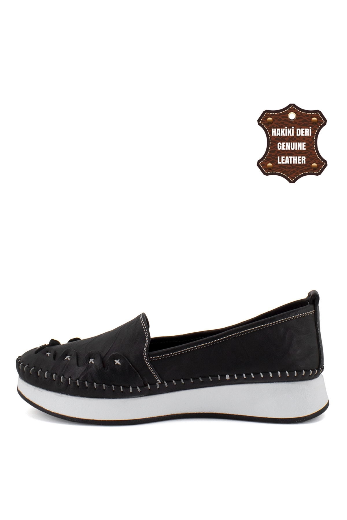 Elit Mn84C Kadın Hakiki Deri Espadril Siyah - Görsel 7