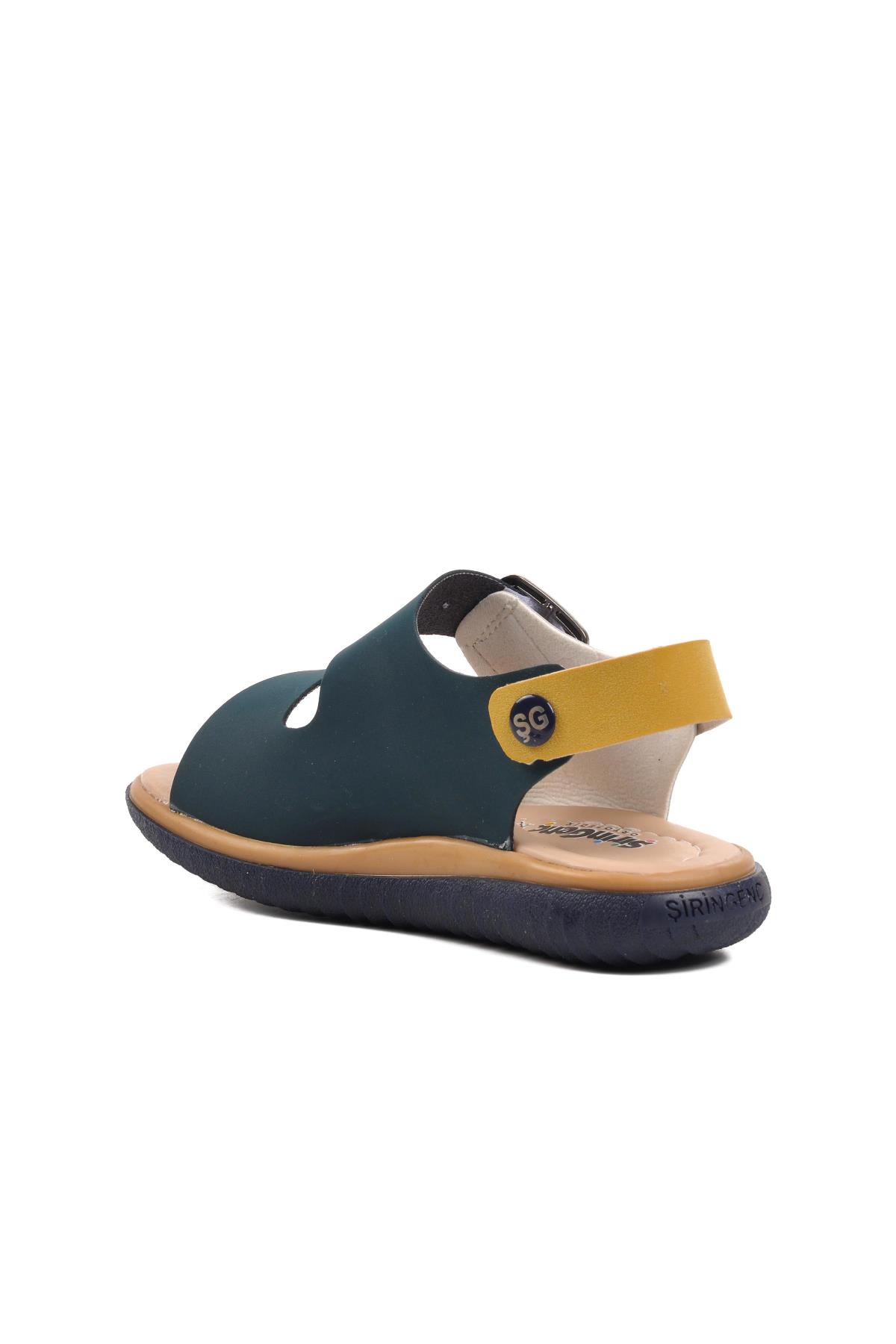 Şng 1530-P Lacivert Nubuk-Sarı-Krem Erkek Çocuk Sandalet - Görsel 5