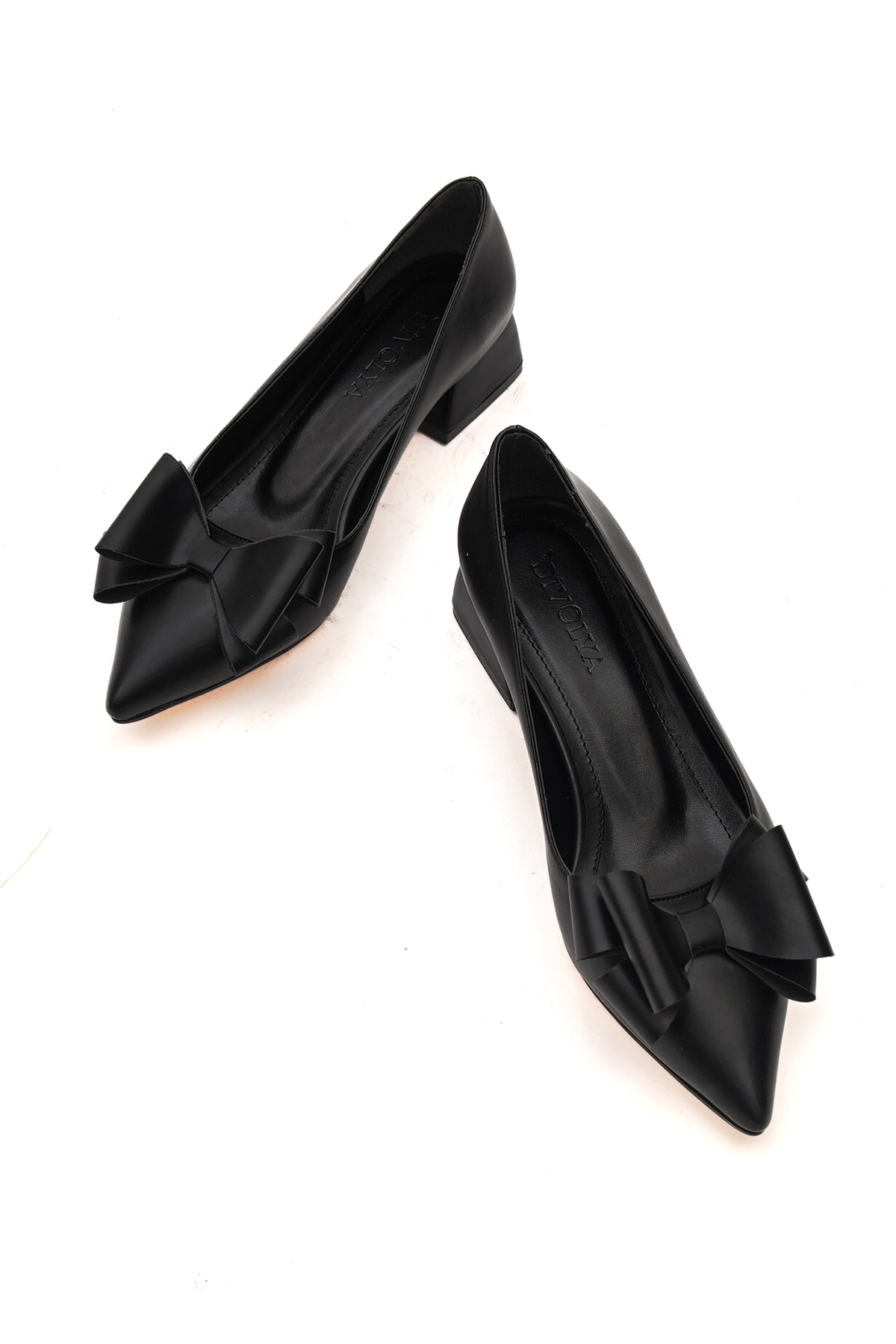 Renata Siyah Fiyonklu (4cm) Sivri Burun Topuklu Ayakkabı - Görsel 2