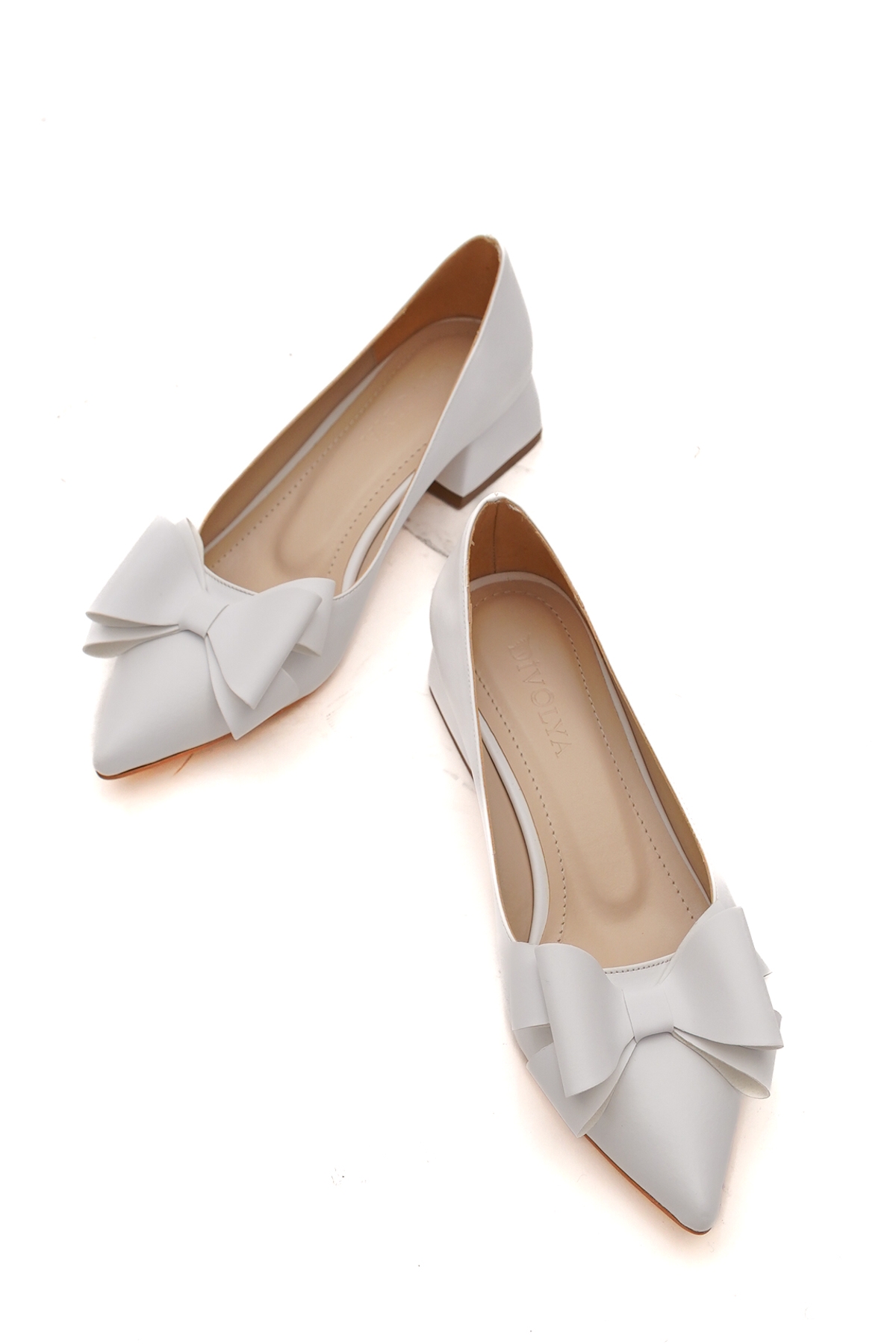 Renata Beyaz Fiyonklu (4cm) Sivri Burun Topuklu Ayakkabı - Görsel 6