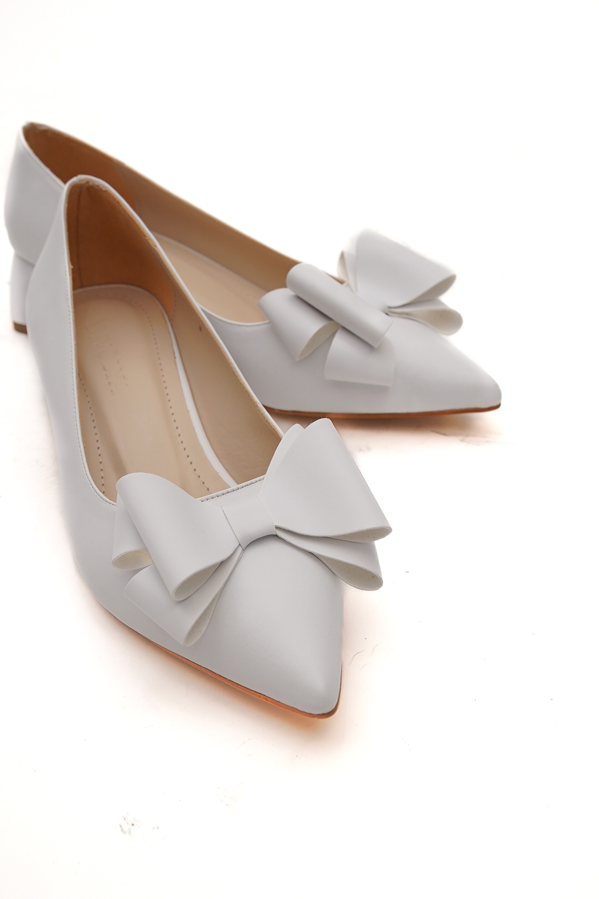 Renata Beyaz Fiyonklu (4cm) Sivri Burun Topuklu Ayakkabı - Görsel 4