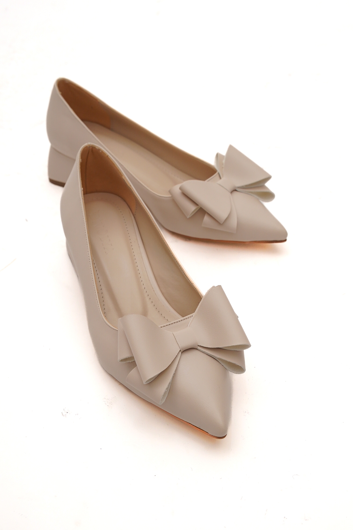 Renata Bej Fiyonklu (4cm) Sivri Burun Topuklu Ayakkabı - Görsel 3