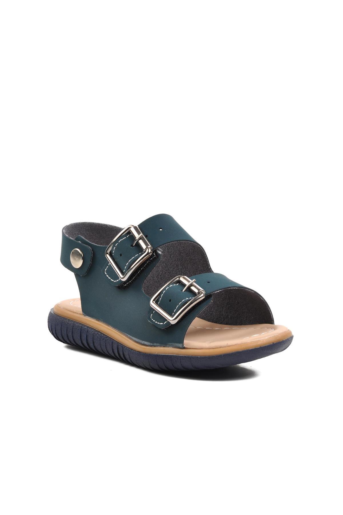 Şng 1530-P Lacivert Nubuk Erkek Çocuk Sandalet - Görsel 2
