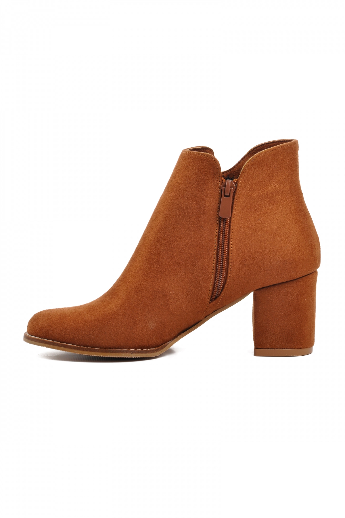 262079 Taba Süet Kadın Topuklu Bot - Görsel 3