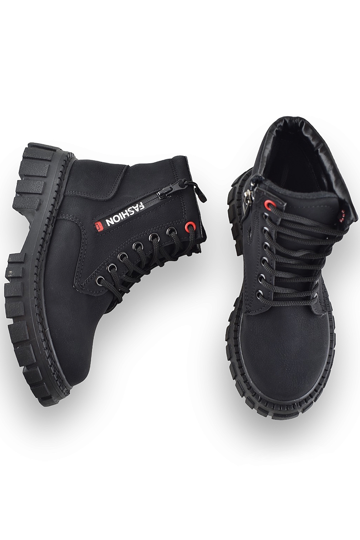 233 Günlük Bağcıklı Fermuarlı Kız Çocuk Bot Ayakkabı Postal Çizme - Görsel 6