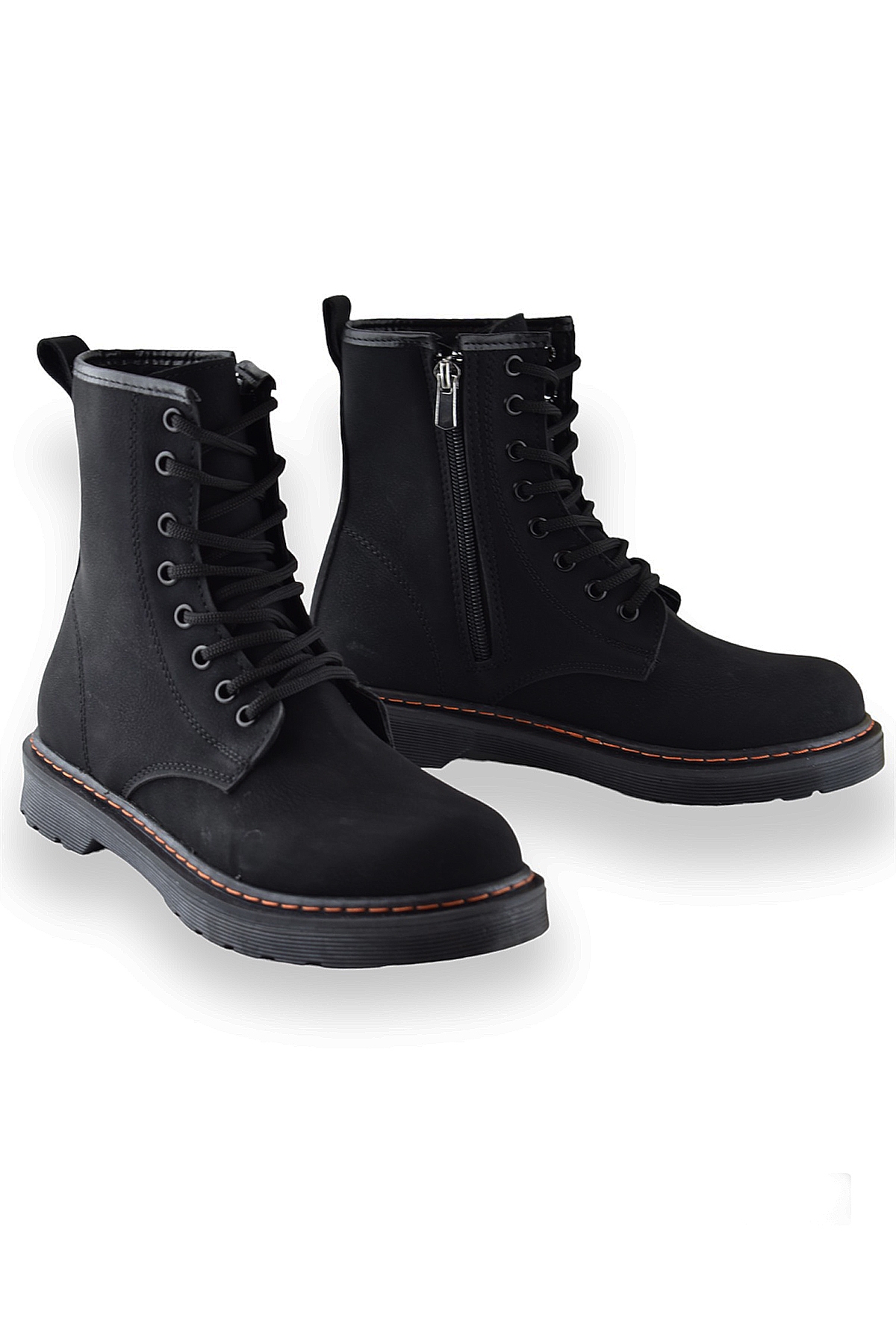 755 Günlük Bağcıklı Fermuarlı Kadın Bot Ayakkabı Postal Bayan Bot - Görsel 4